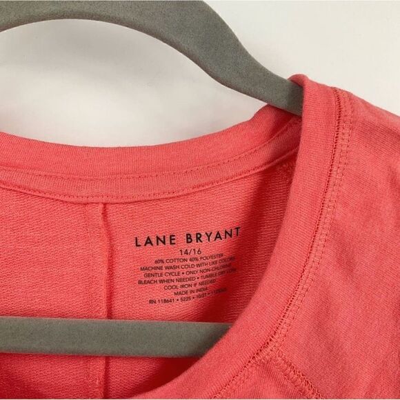Lane Bryant French Terry Crewneck Sweatshirt Tee Coral Pink  Size 14/16 NWT - Picture 5 of 7